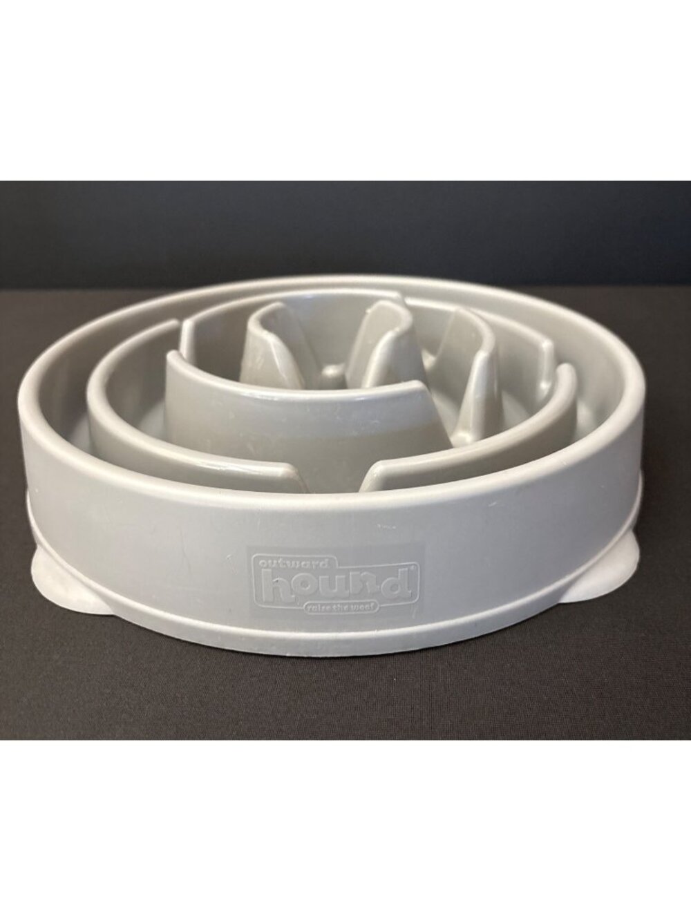 Outward Hound Slow Feed Fun Gray Puzzle Maze Dog Bowl Pet Eating Non Slip Feeder